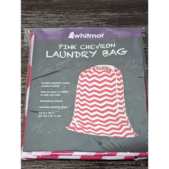 Whitmor Pink Chevron Laundry Bag NWT - Picture 1 of 2